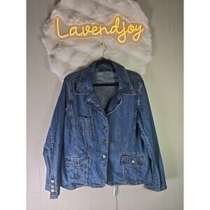 Vintage Jean Jacket Womens XL Dunbrooke Denim Farmhouse Casual Light Weight Prep